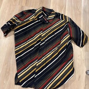 Dynamic Black and Red Casual Button Down Shirt